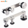 Sistema de herrajes para puertas corredizas de granero de acero inoxidable con decoración de lujo | Armario para dormitorio, uso interior hotelero y comercial | Kit de barandilla resistente