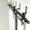 Kit de herrajes para puertas de granero de derivación de alta resistencia para puertas dobles - Rieles deslizantes de un solo riel
