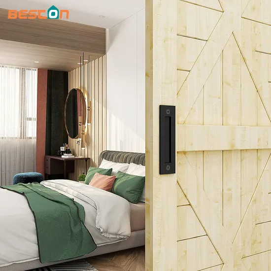Manija moderna y minimalista para puerta de granero en color negro mate: tirador al ras con el dedo para puertas, garajes y soluciones elegantes de almacenamiento en el hogar