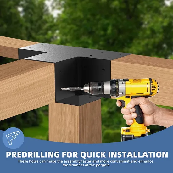 Kit de pérgola de carpintería, conector de vigas de madera de acero metálico, soporte de pérgola