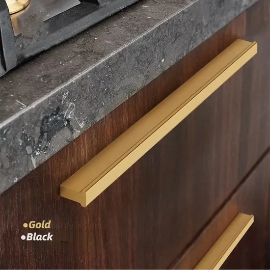 Manija de cocina de aluminio, perilla para muebles, cajón de gabinete, perillas largas, manija dorada de lujo