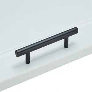 Tirador en forma de T para puerta de cajón dorado, latón y acero inoxidable
