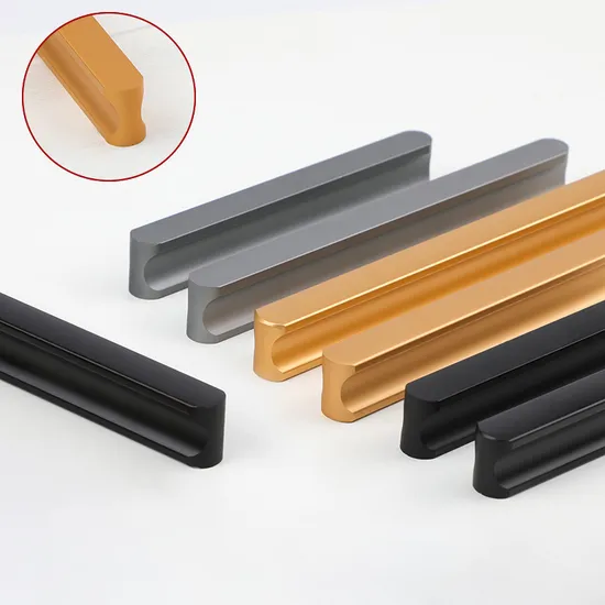Tirador en forma de L para armario de cocina, tiradores de cajón de muebles dorados de aluminio modernos