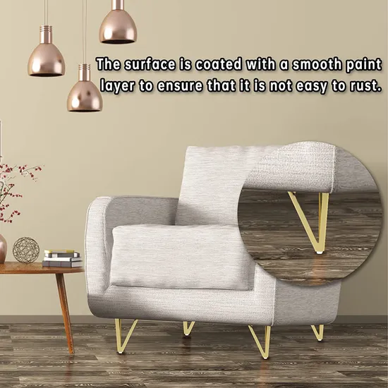 Patas de gabinete modernas y cónicas de acero en oro rosa: mejoras elegantes para sofás y mesas consolas de mediados de siglo