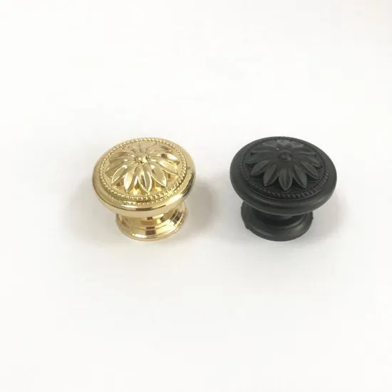 Perillas antiguas de la manija del gabinete de los muebles de cocina del negro y del oro del diámetro de la aleación del cinc 34m m
