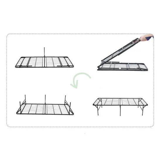 Marco de cama de plataforma de muebles de metal plegable doble de 14 pulgadas