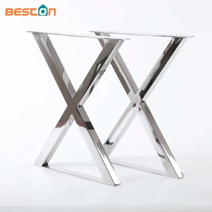 Pata de acero inoxidable en forma de X para mesa de café y comedor