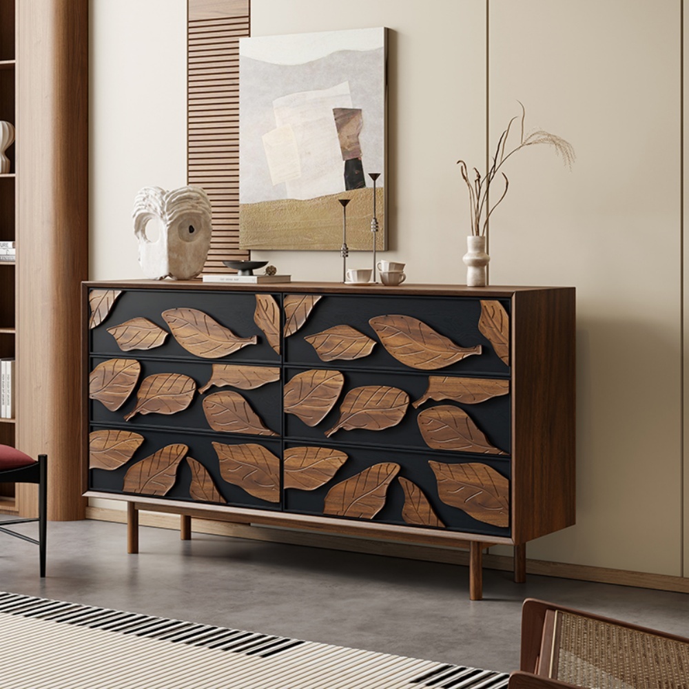 Gabinete de almacenamiento lateral antiguo de madera maciza: diseño vintage simple para entrada y dormitorio