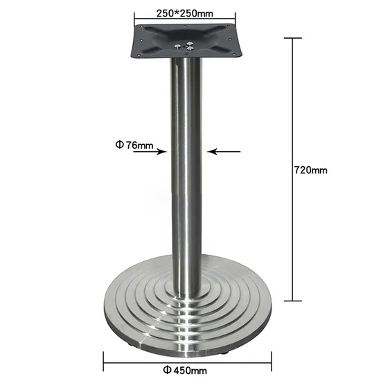 Base de mesa de restaurante con escalón compuesto revestido de acero inoxidable