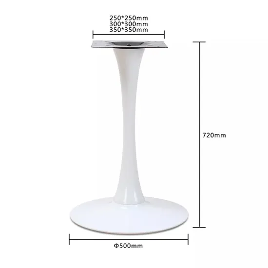 Base de mesa tipo tulipán para material de hierro duradero y recubrimiento en polvo blanco