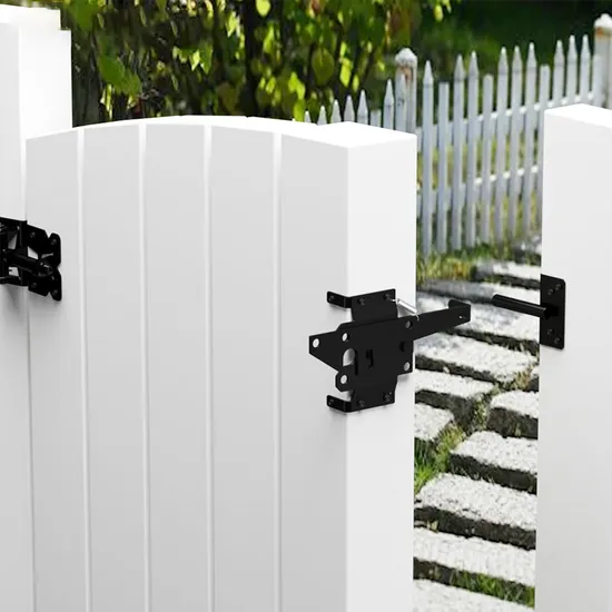 Pestillo de puerta con palanca de gravedad autoblocante de acero resistente - Recubrimiento en polvo negro para cercas de madera