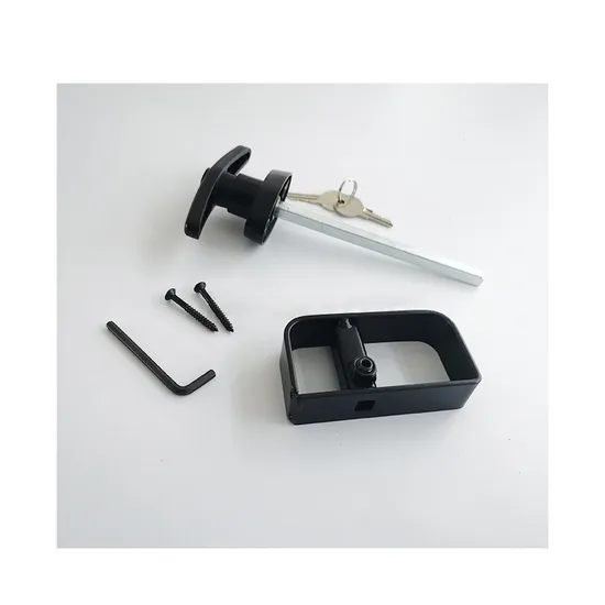 Kit de pestillo para puerta de cobertizo con manija en T y 2 llaves y tornillos, vástago de 5-1/2 pulgadas para granero, casa de juegos y gallinero
