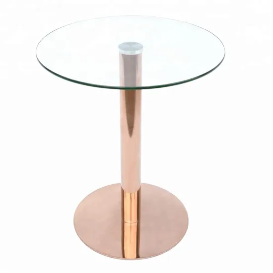 Base de mesa de comedor y cafetería con tapa de cristal redonda estable Glastisch Edelstahl de una sola pierna