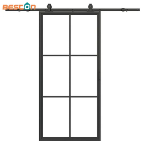 Venta caliente puertas de vidrio con marco de acero con kits de puertas de granero