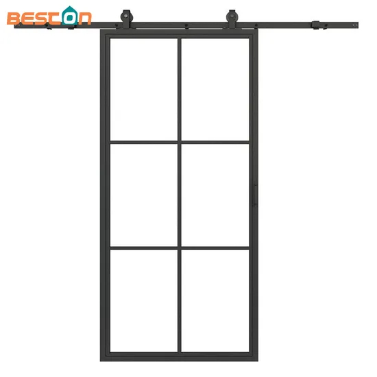 Venta caliente puertas de vidrio con marco de acero con kits de puertas de granero