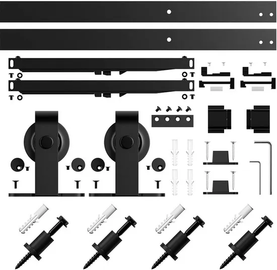 Mecanismo de montaje Interior, Kit de herrajes para puerta de Granero, puerta corrediza de vidrio