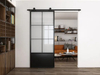 Puerta de vidrio con marco de metal de acero negro mate interior con kit de herrajes