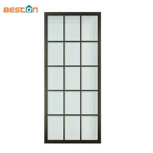 Puerta corrediza interior con marco de acero 15 Lite, sistema de puerta corrediza de estilo francés al por mayor