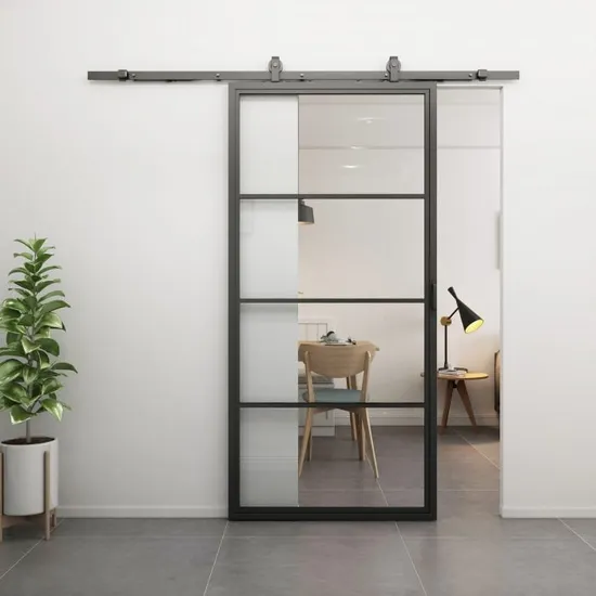 Puertas de vidrio Wide Glas Barn Puerta con marco de metal
