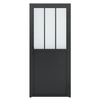 Puerta abatible de vidrio con recubrimiento de polvo negro de estilo francés con placa protectora