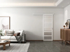 Decoración de interiores de dormitorio Diseño gráfico de plástico Puerta corrediza de vidrio con herrajes