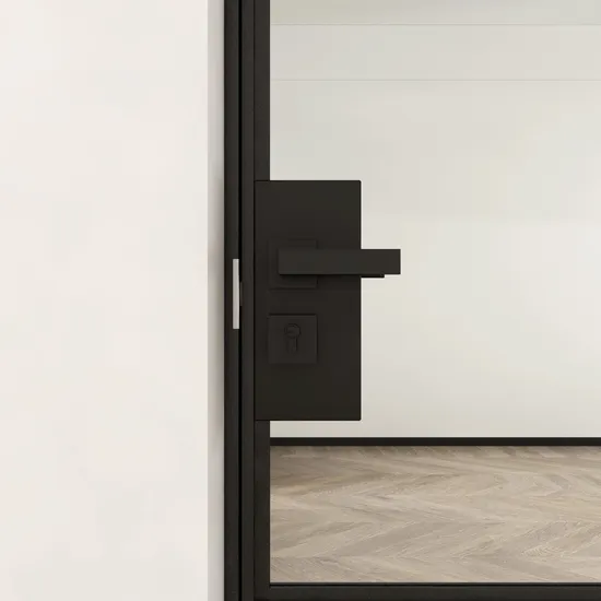 Puertas batientes de vidrio con bisagras de aluminio Alu-Framed con recubrimiento en polvo