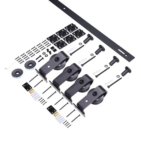 Herrajes para puertas corredizas de granero negras personalizables: solución duradera de acero inoxidable para hogares, oficinas y graneros