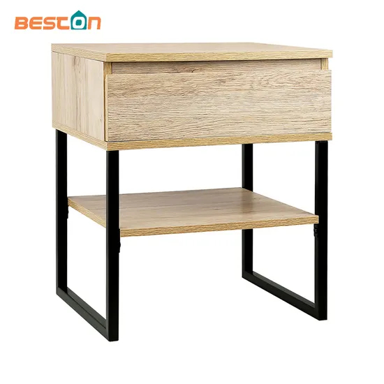 Nuevo Mesita de noche de madera y metal para dormitorio