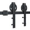 Kit de herrajes para puerta corredera de granero industrial rústico de 6.6 pies | Ruedas POM y de acero al carbono de 250 libras | para puertas de madera/metal y uso comercial/doméstico