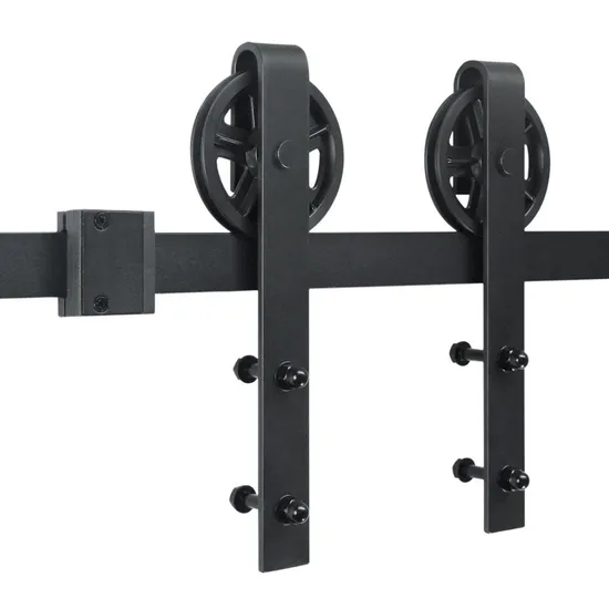 Kit de herrajes para puerta corredera de granero industrial rústico de 6.6 pies | Ruedas POM y de acero al carbono de 250 libras | para puertas de madera/metal y uso comercial/doméstico