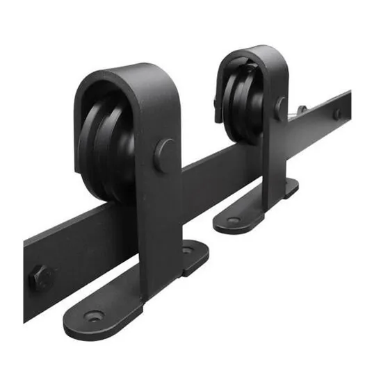 Moderno sistema de rieles de madera negra para puertas corredizas de granero | Hardware más vendido