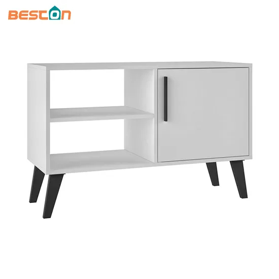 Gabinete de almacenamiento con panel de madera de diseño moderno, soporte para TV con 3 estantes