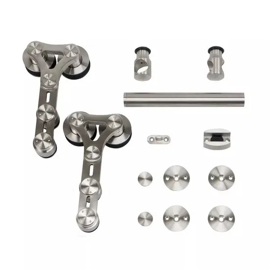 Kit de herrajes para puerta corrediza de granero de acero inoxidable 304 | Acabado cromado para puertas de madera | Soluciones comerciales y para interiores de servicio pesado