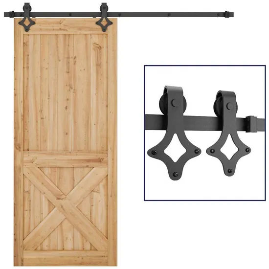 Juego de herrajes para puerta de granero de hierro con diseño de flecha vintage, kit completo para armarios corredizos, gabinetes y decoración rústica del hogar