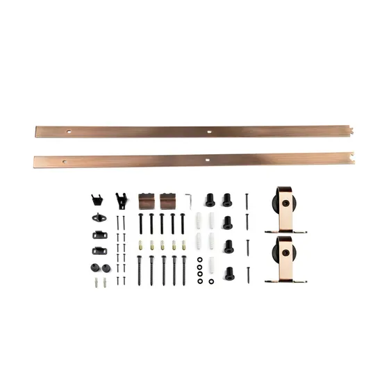 Herrajes para puertas corredizas de granero con montaje en techo de latón de estilo antiguo: diseño vintage para puertas interiores de madera