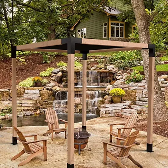 Soporte de pérgola de esquina derecha de 3 vías 4X4 Ss con 4 anclajes de brida