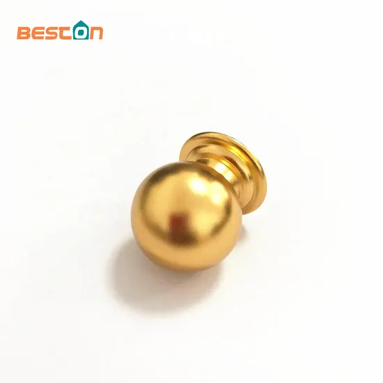 Perilla de dedo con bola cuadrada hueca de acero inoxidable dorado y latón