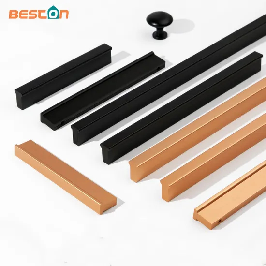 Manija de cocina de aluminio, perilla para muebles, cajón de gabinete, perillas largas, manija dorada de lujo