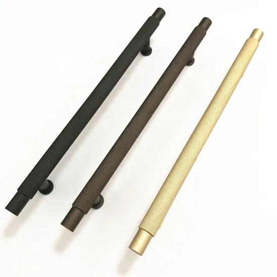 Tirador de latón macizo moleteado para armario, negro/cromado/dorado