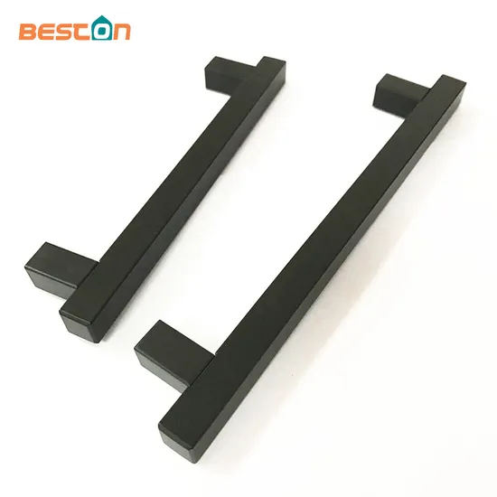 Herrajes para gabinetes Tiradores para cajones Manija sólida para muebles estilo cuadrado mate negro en T
