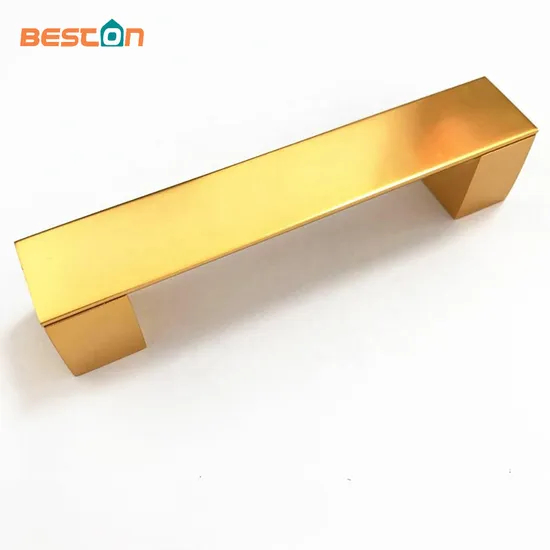 Tirador de gabinete de latón dorado de acero inoxidable de aluminio