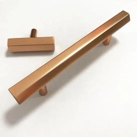Cajón de puerta de cocina, manija del cajón del gabinete de barra en T hexagonal brillante de oro rosa