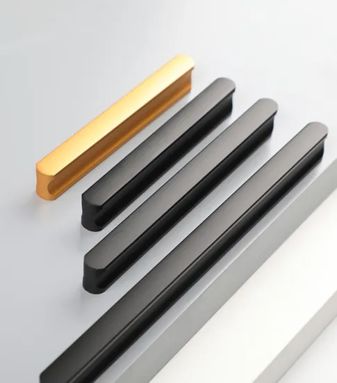 Tirador en forma de L para armario de cocina, tiradores de cajón de muebles dorados de aluminio modernos