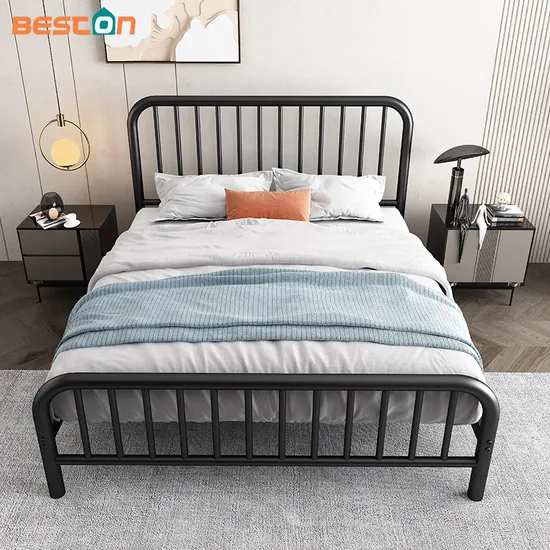 Cabecero y pie de cama vintage con plataforma King Size, marco de listones de acero de primera calidad