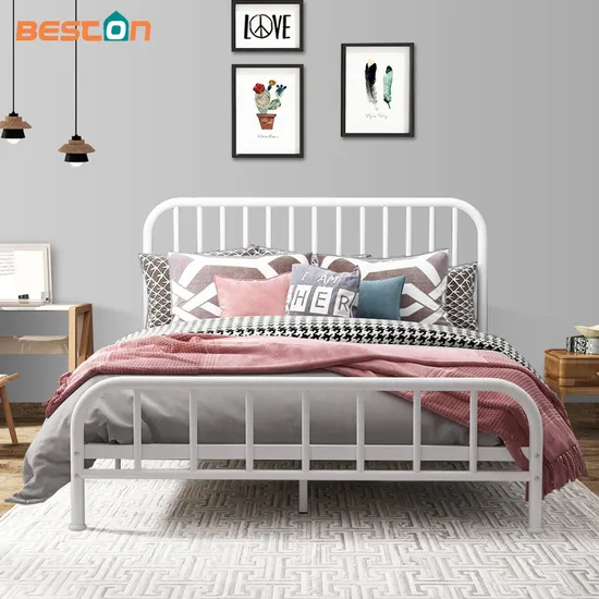 Muebles de metal tamaño queen doble marco de cama de color dorado para adultos