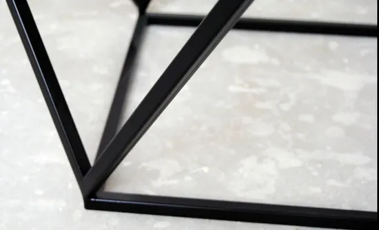 Base de mesa de centro negra de acero con pedestal de metal para mesas de mármol