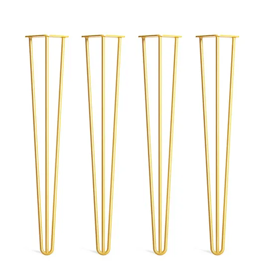 Patas de horquilla de acero inoxidable cepillado de alta resistencia (juego de 4) - Moderno de mediados de siglo para mesas de café y comedor con orificios preperforados y protectores de piso