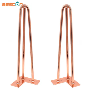 Patas de mesa de oro rosa con horquilla de muebles de metal de café de lujo