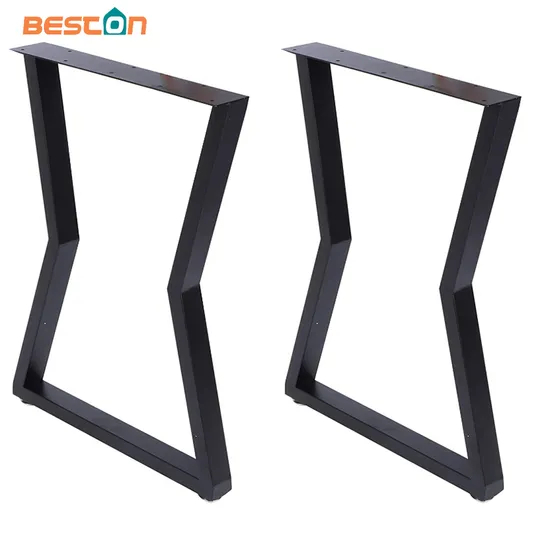 Pata de mesa de metal con horquilla de acero negra cuadrada para comedor y café