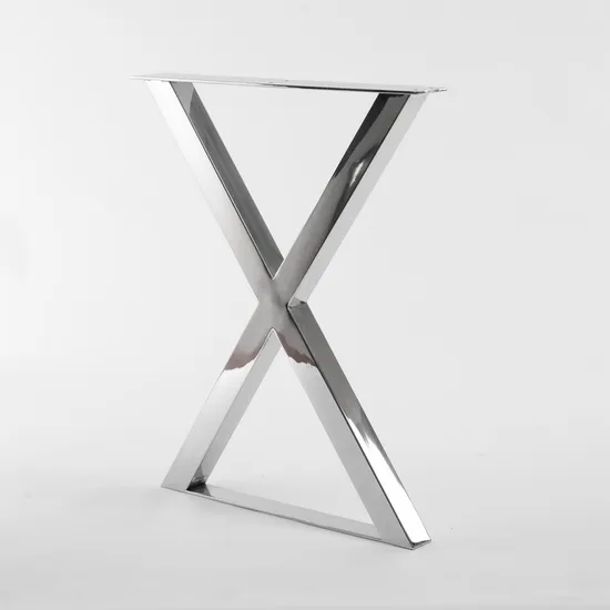 Patas de mesa de metal de acero inoxidable con forma de X de alta calidad al por mayor
